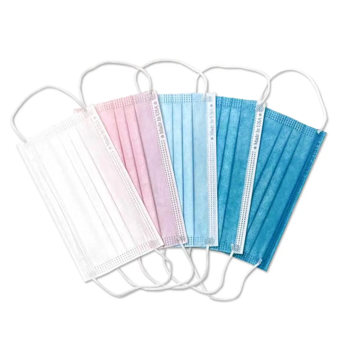 3-LAYER DISPOSABLE 5 MIXED COLOR FACE MASK MADE IN USA (20 PCS)