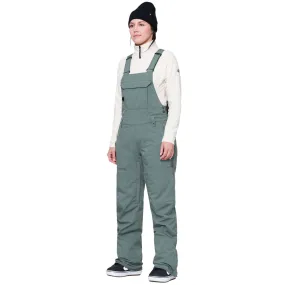 686 Womens Black Magic Insulated Bib Snowboard Pants - Cypress Green Geo Jacquard