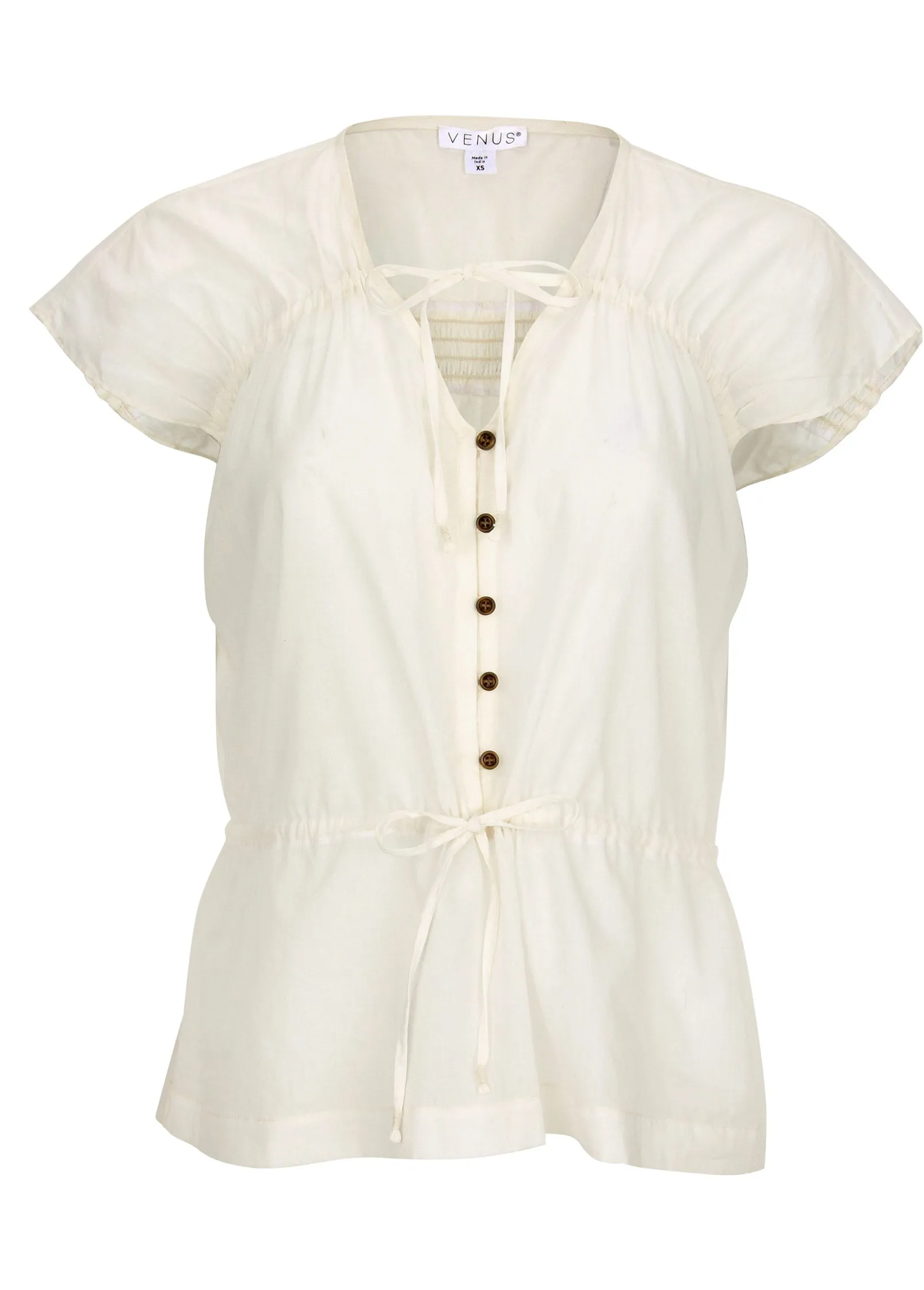 Adjustable Tie Front Top - Off White