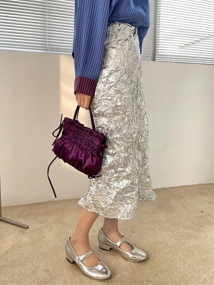 Agatha Metallic Silver Skirt