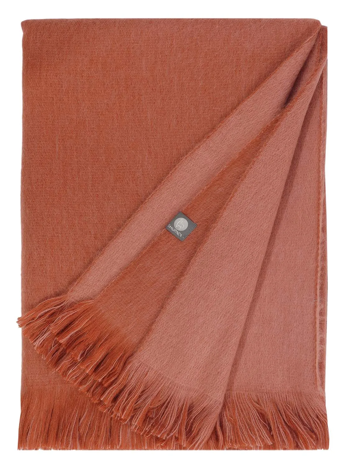 Alpaca Double Sided Throw - Rusted Coral