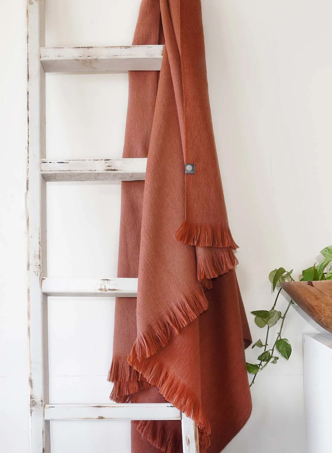 Alpaca Double Sided Throw - Rusted Coral