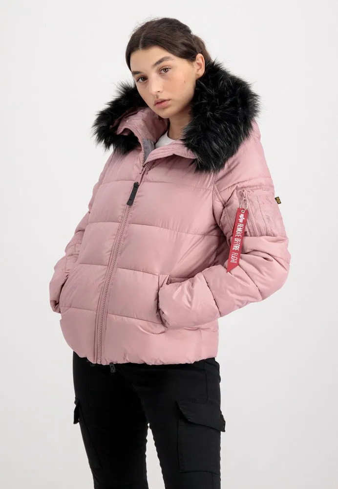 Alpha 108004 Womens Hooded Puffer Jacket Pink