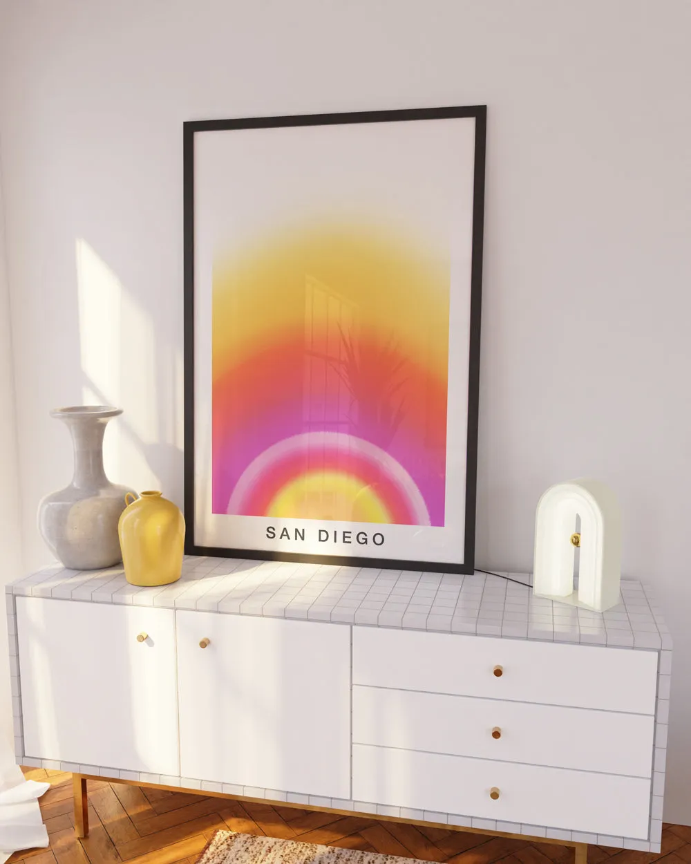 American Art Print California Abstract Gradient Sunset Wall Artwork Print 'San Diego'