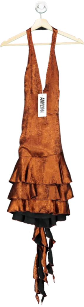 AMYLYNN Copper Metallic Ruffle Dress UK 8