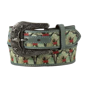 Ariat Ladies Cruiser Matcher Skull Floral Turquoise Belt A1531433