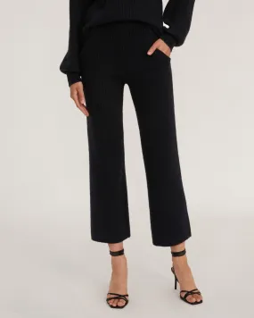 Arie Ribbed Cashmere Blend Pant in Black