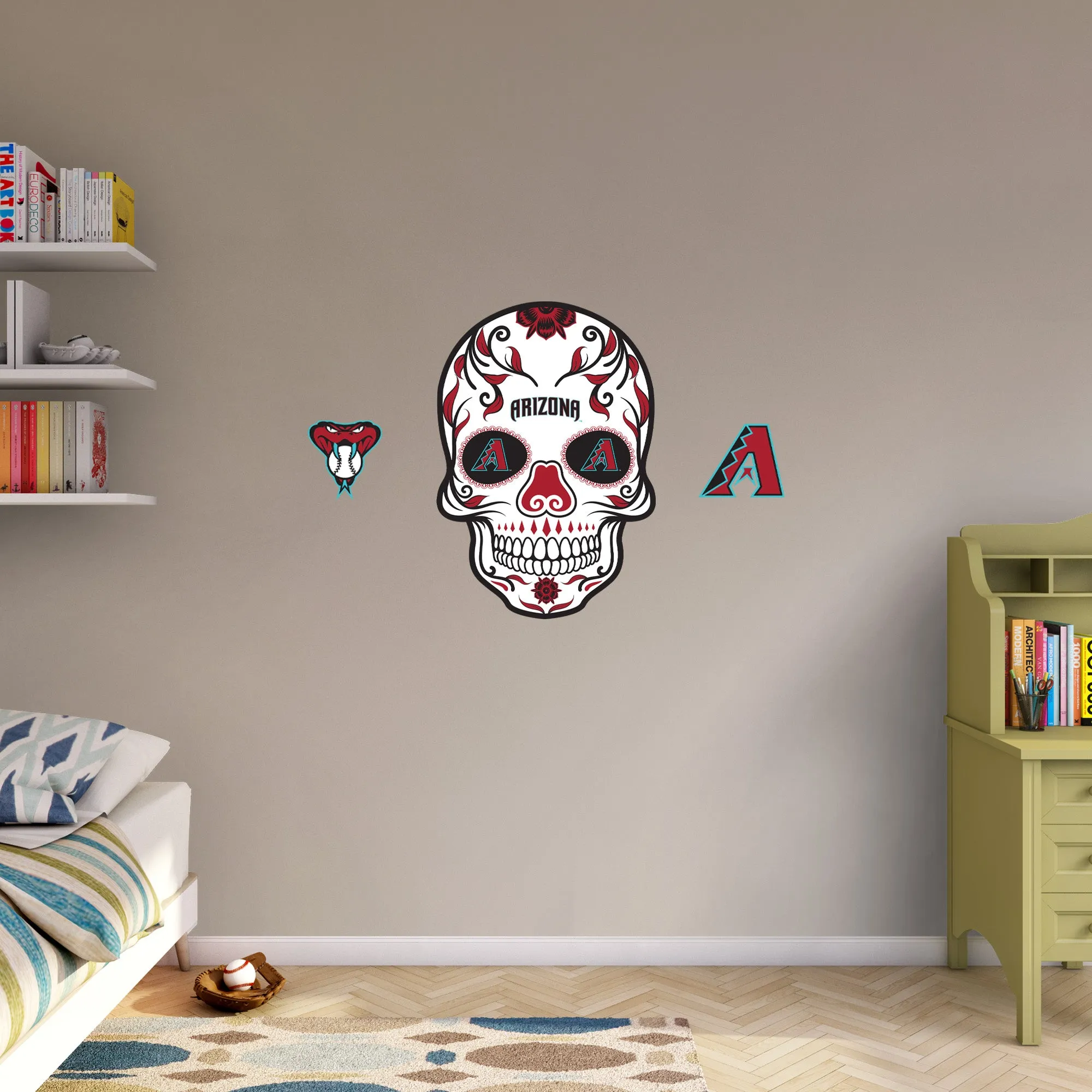 Arizona Diamondbacks:  Skull        - Officially Licensed MLB Removable     Adhesive Decal