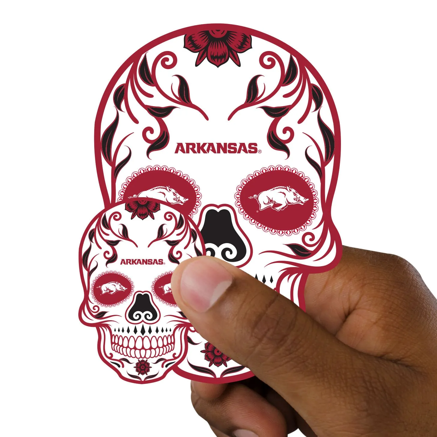 Arkansas Razorbacks:   Skull Minis        - Officially Licensed NCAA Removable     Adhesive Decal