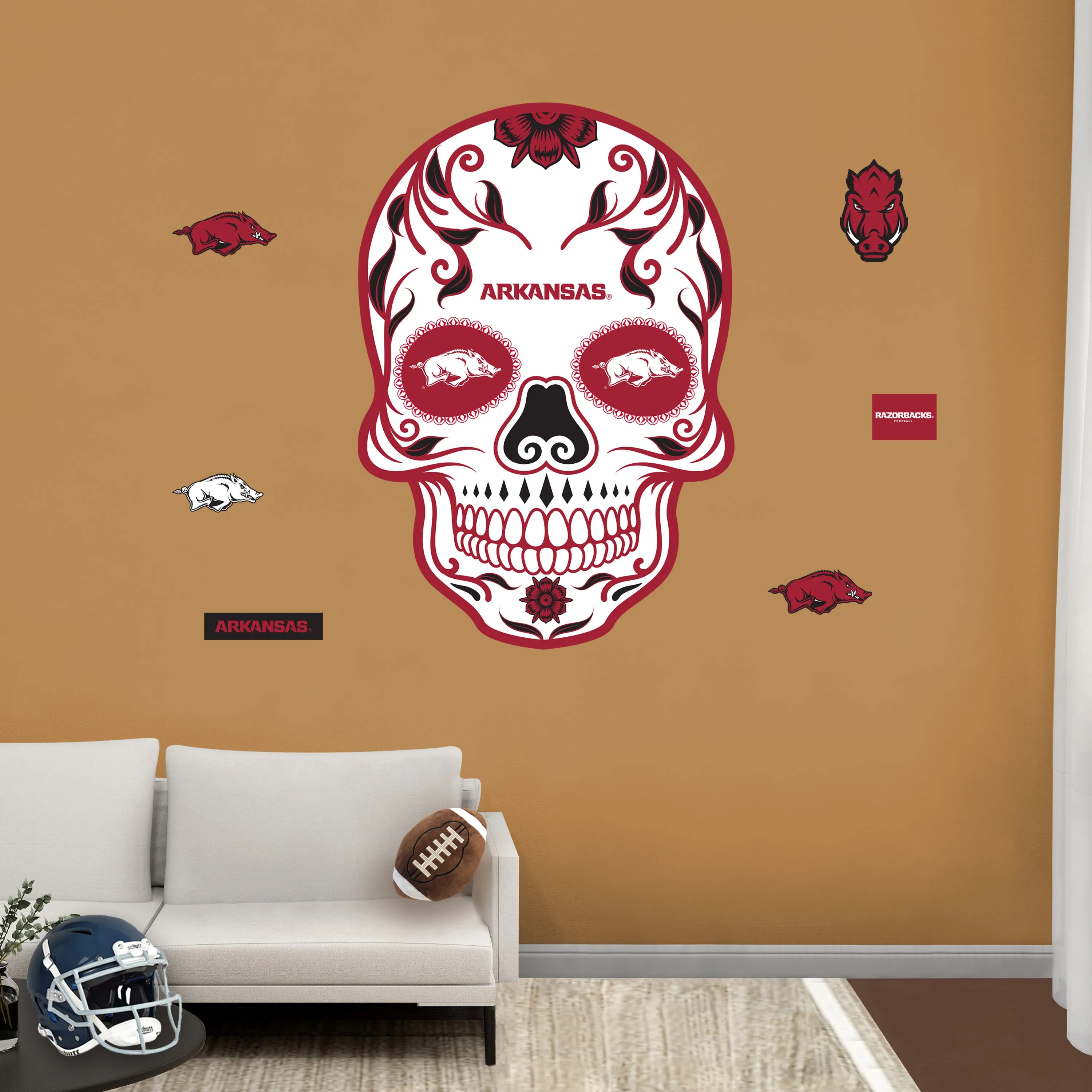 Arkansas Razorbacks:   Skull        - Officially Licensed NCAA Removable     Adhesive Decal