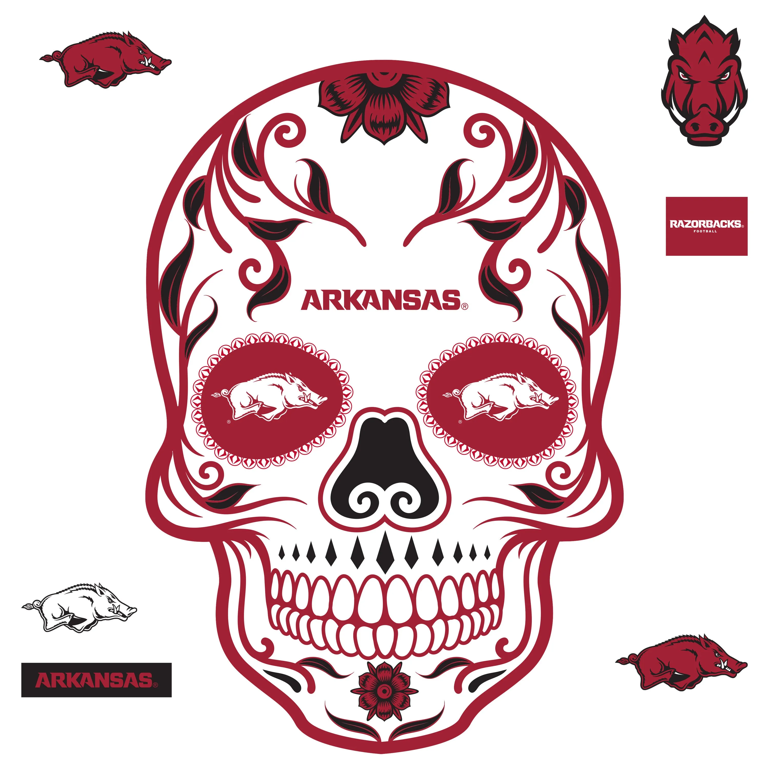 Arkansas Razorbacks:   Skull        - Officially Licensed NCAA Removable     Adhesive Decal