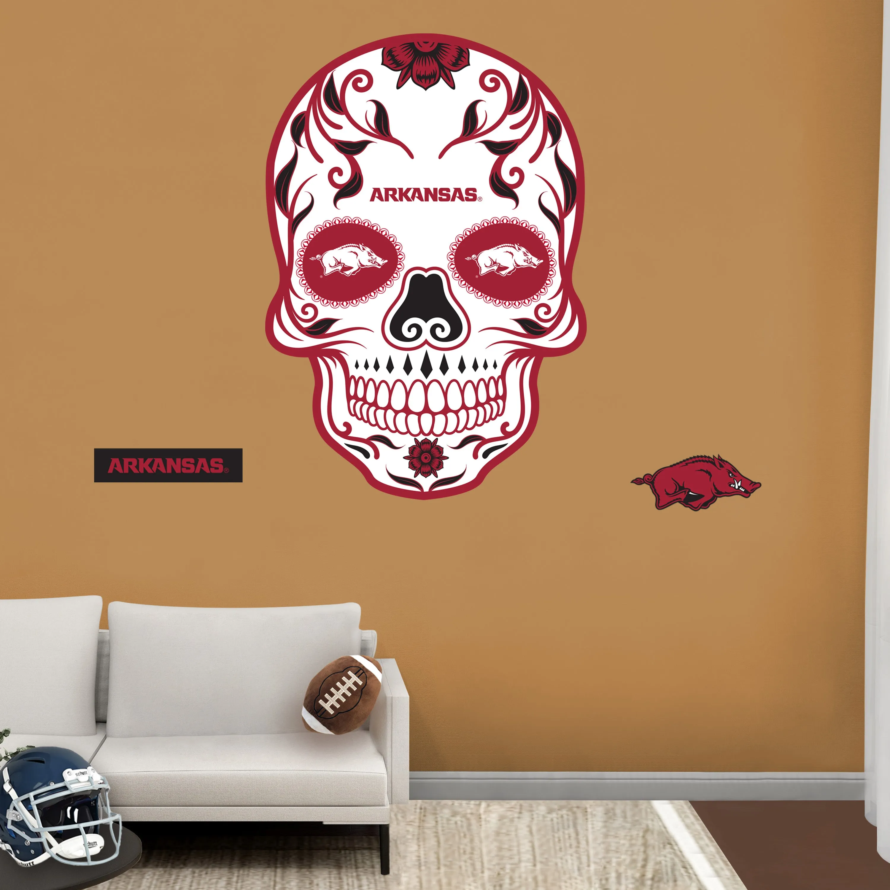 Arkansas Razorbacks:   Skull        - Officially Licensed NCAA Removable     Adhesive Decal