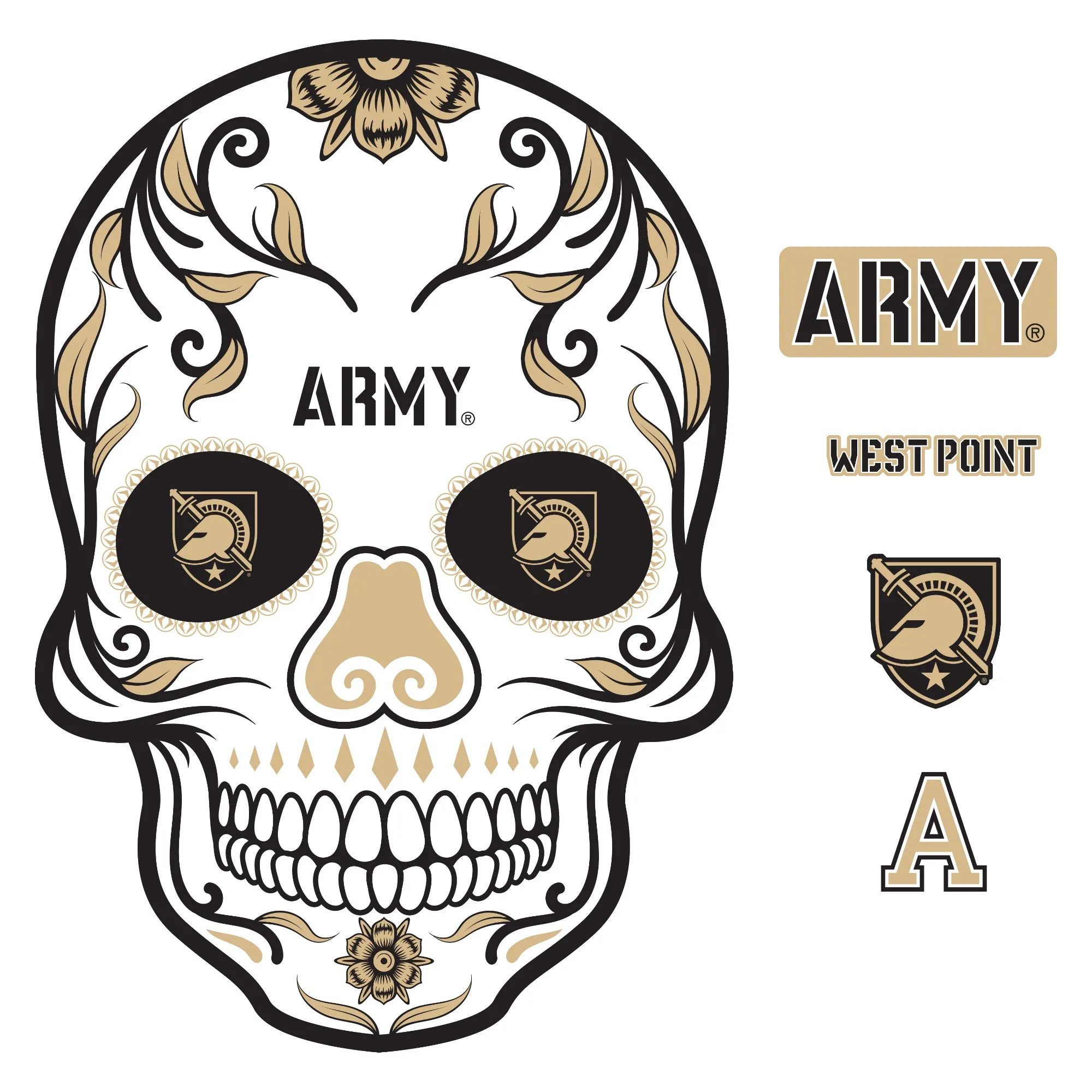 Army Black Knights: Skull - Officially Licensed NCAA Removable Adhesive Decal