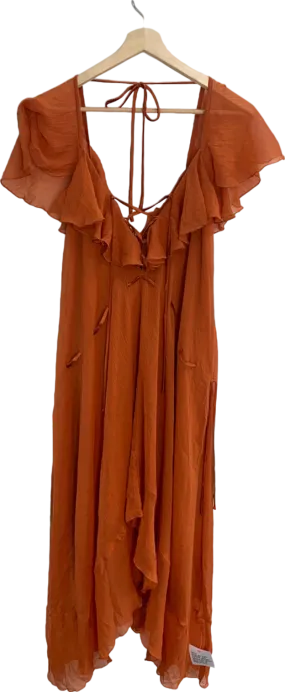 ASOS Design Rust Ruffle Trim Maxi Dress UK 10