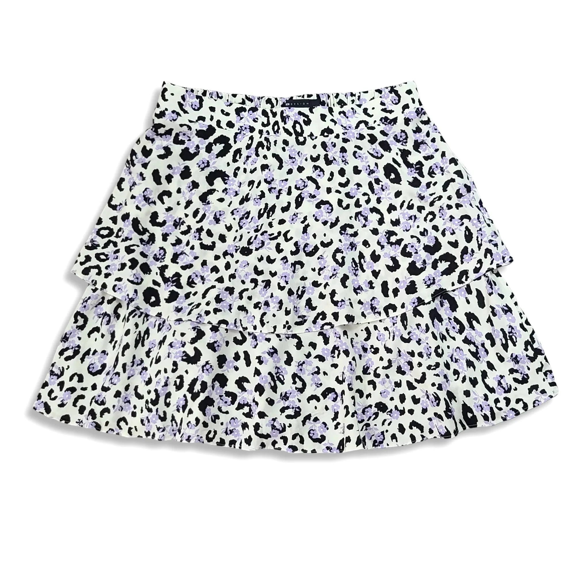 ASOS Women's Leopard Print  Tiered Mini Skirt