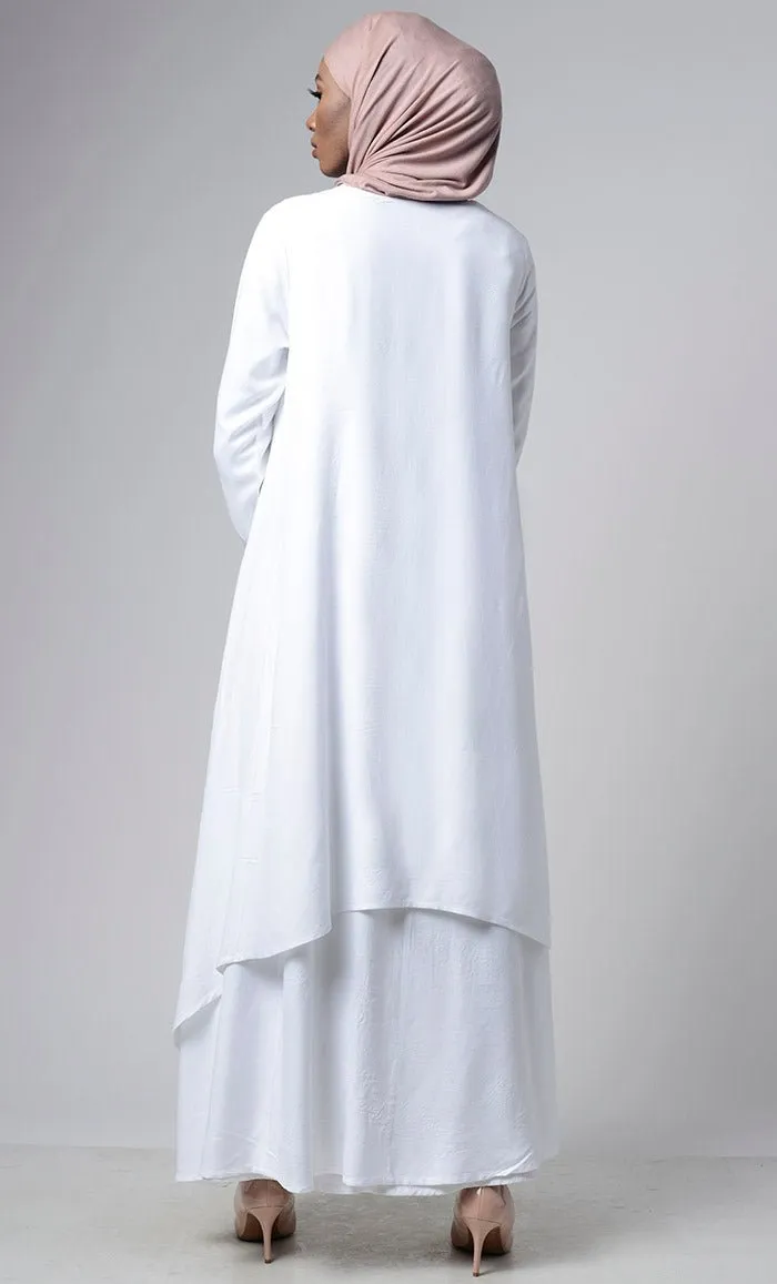 Asymmetrical double layered modest wear muslimah abaya dress - Final Sale