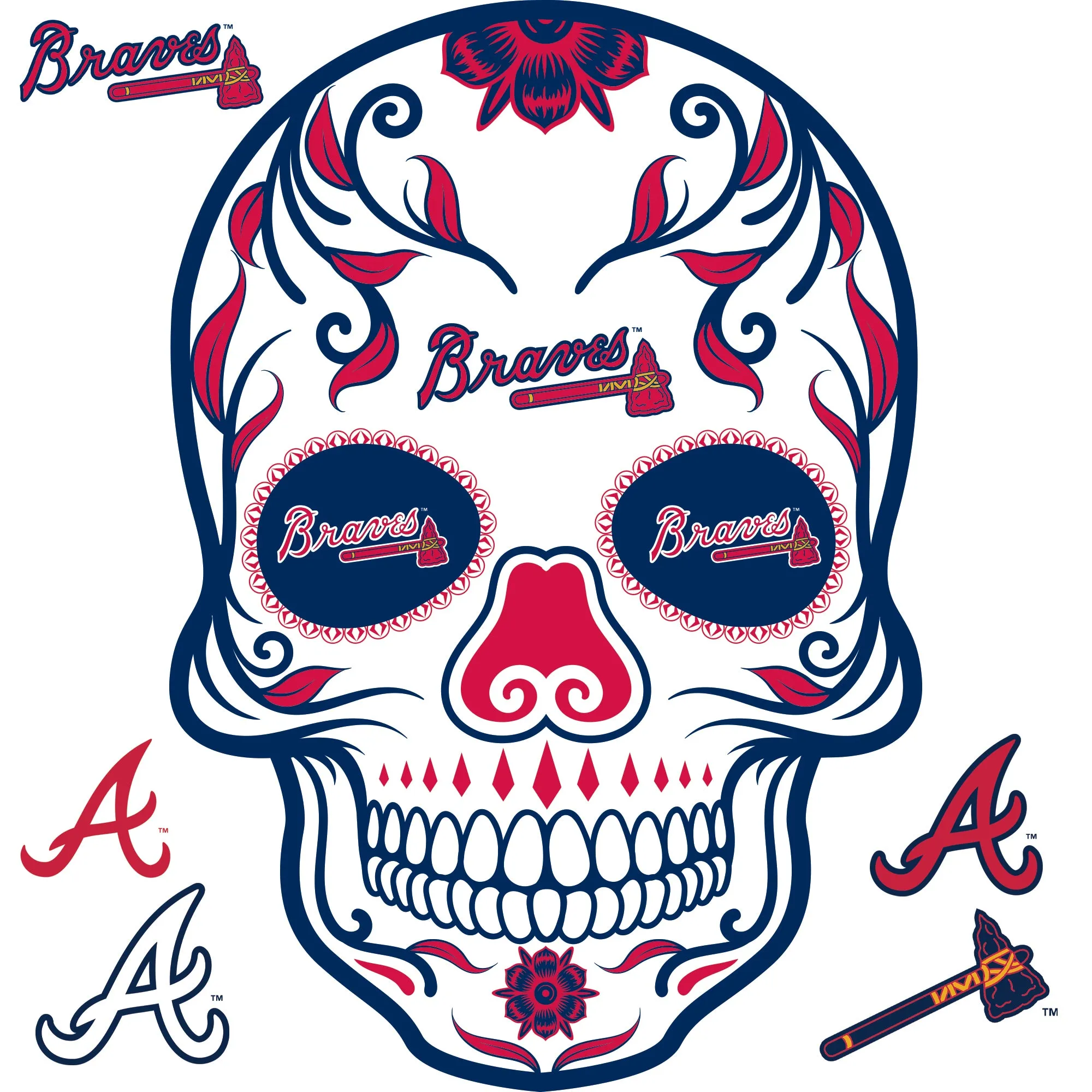 Atlanta Braves: Skull - Officially Licensed MLB Removable Adhesive Decal