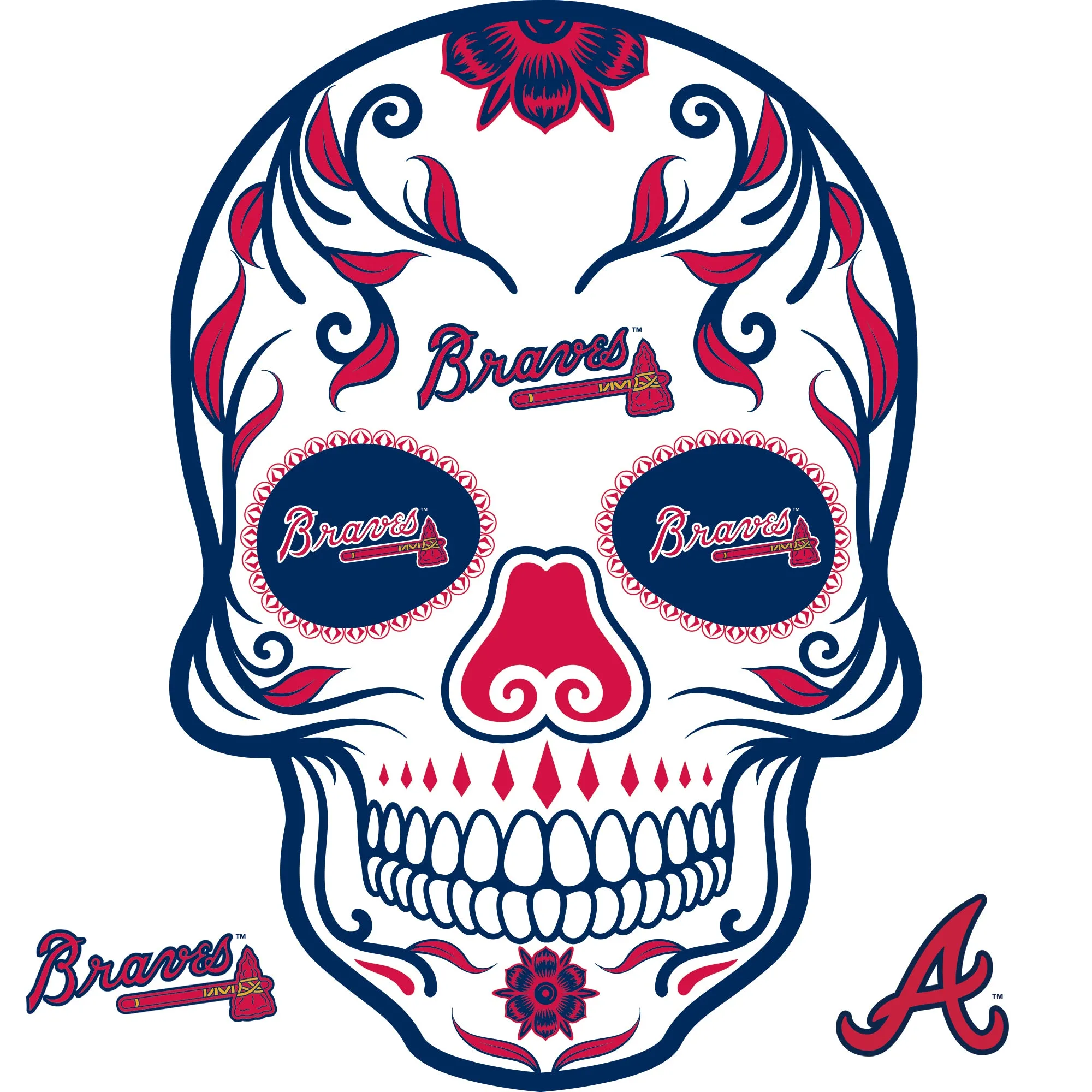 Atlanta Braves: Skull - Officially Licensed MLB Removable Adhesive Decal