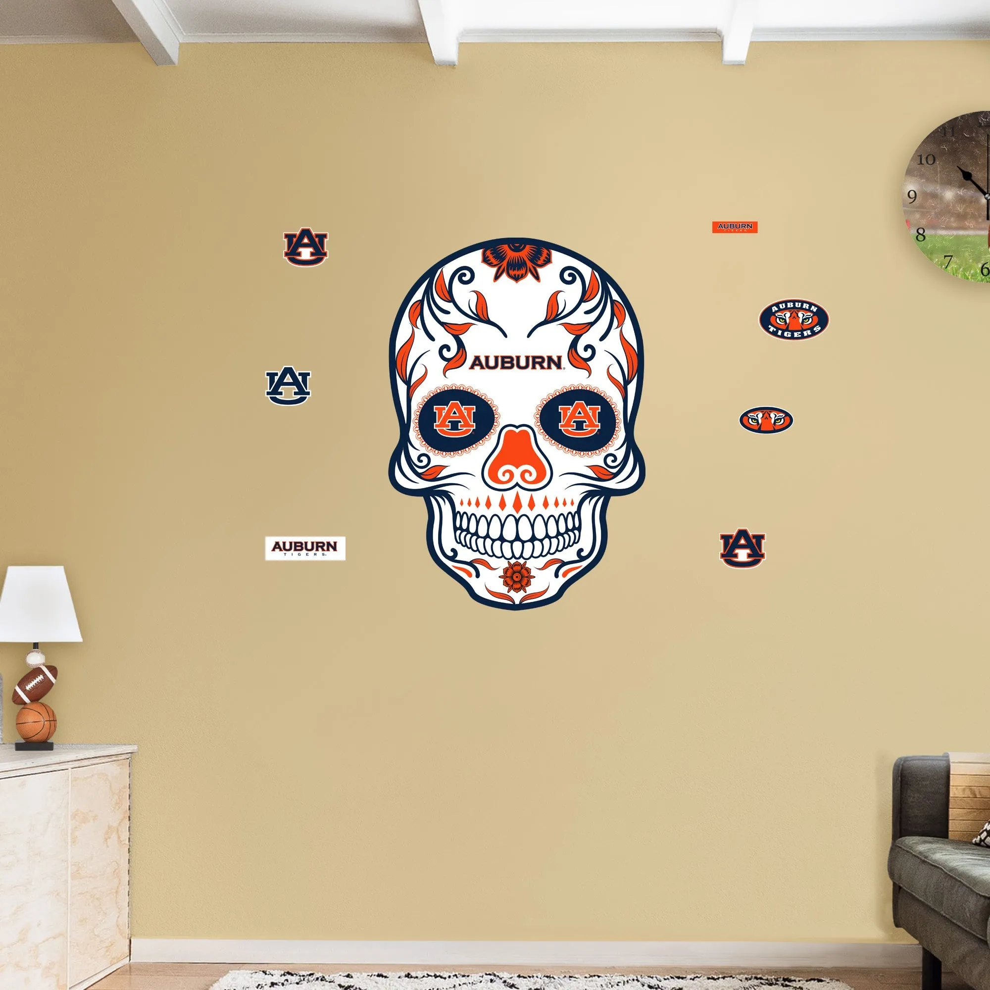 Auburn Tigers:   Skull        - Officially Licensed NCAA Removable     Adhesive Decal