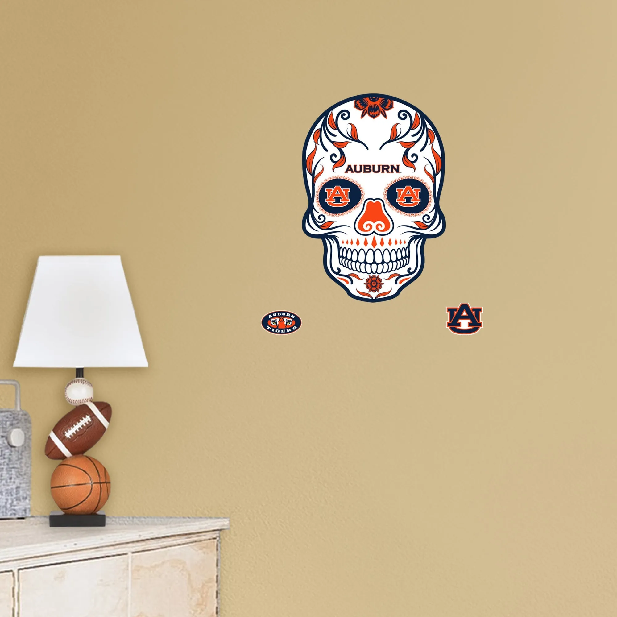 Auburn Tigers:   Skull        - Officially Licensed NCAA Removable     Adhesive Decal