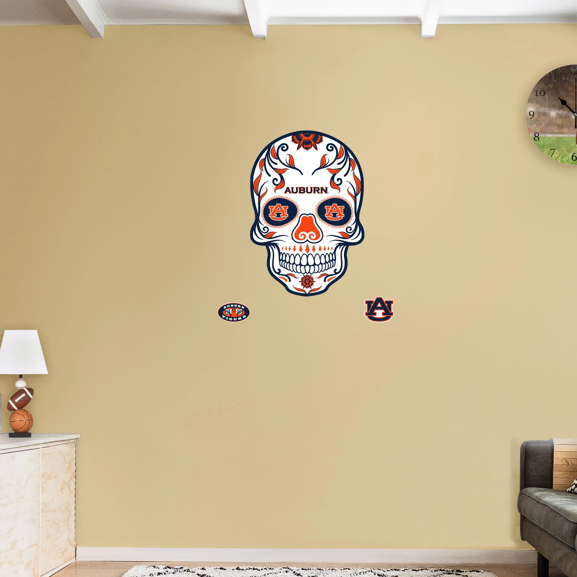 Auburn Tigers:   Skull        - Officially Licensed NCAA Removable     Adhesive Decal