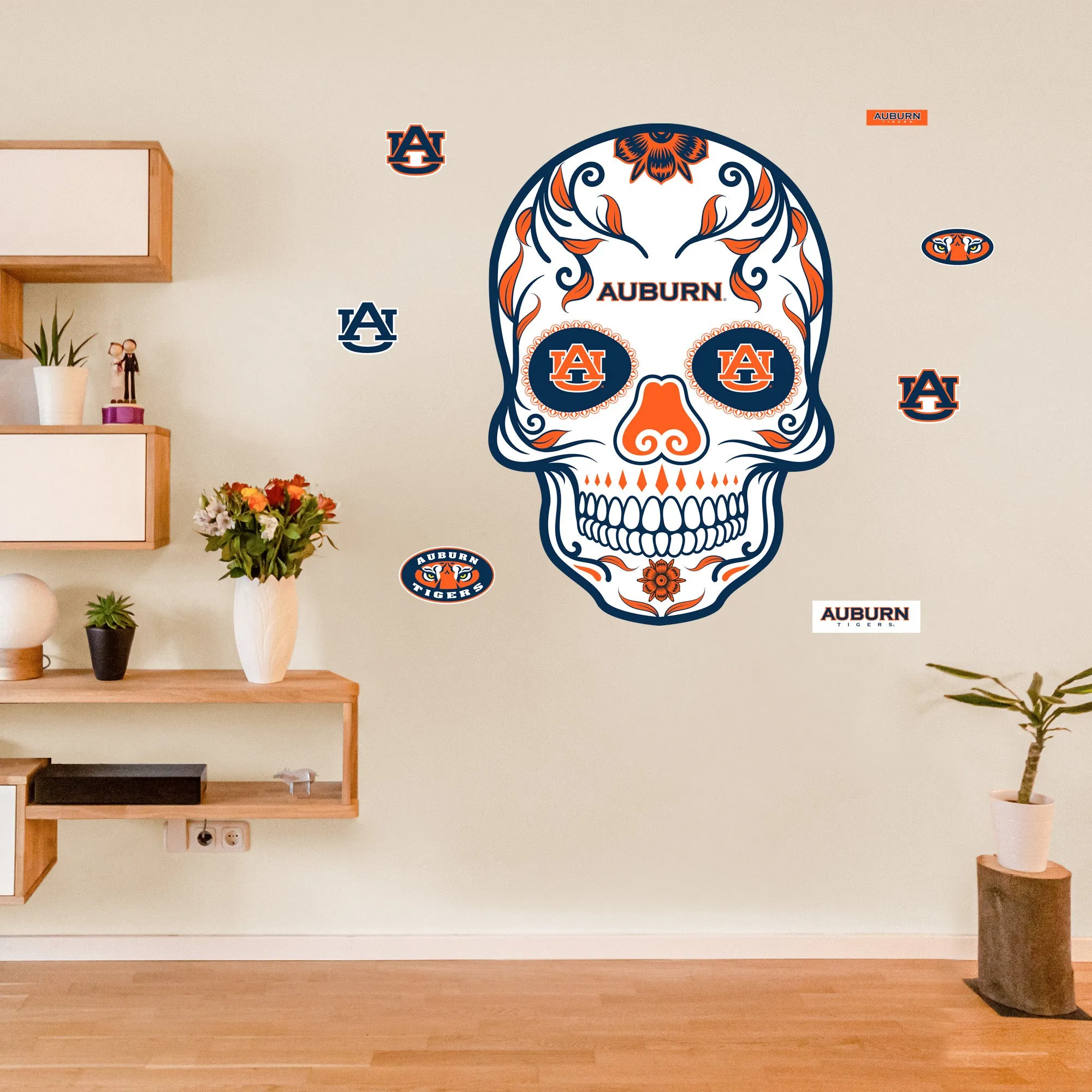 Auburn Tigers:   Skull        - Officially Licensed NCAA Removable     Adhesive Decal