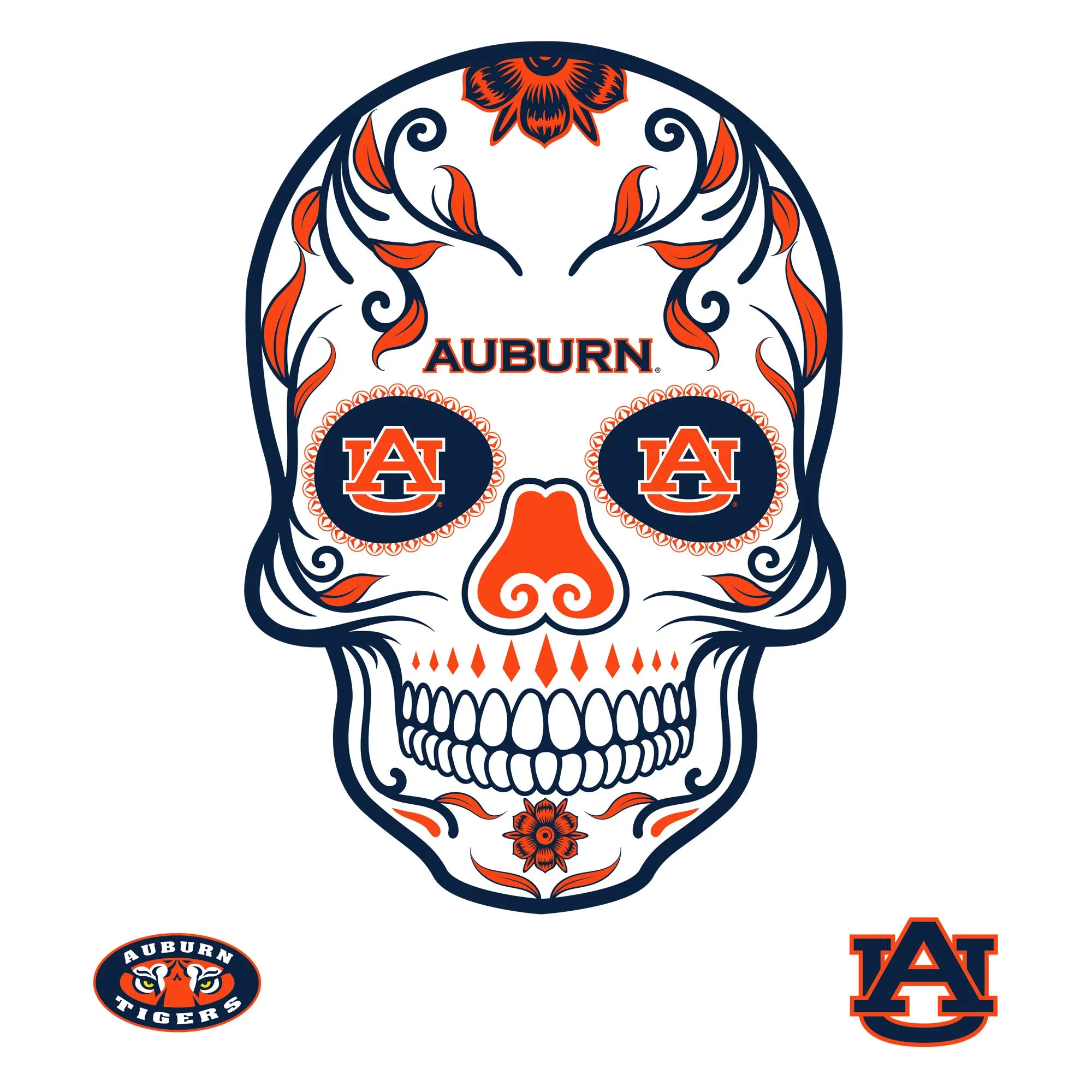 Auburn Tigers:   Skull        - Officially Licensed NCAA Removable     Adhesive Decal