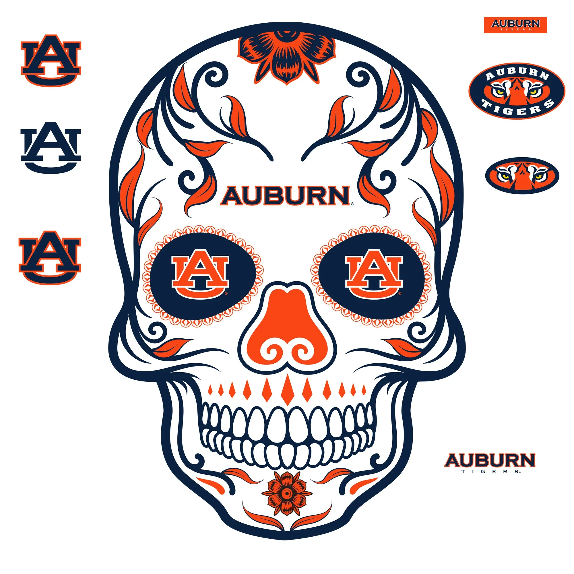 Auburn Tigers:   Skull        - Officially Licensed NCAA Removable     Adhesive Decal