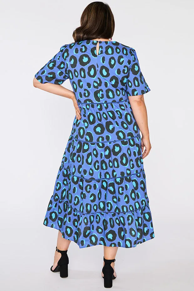 Aurelia Electric Blue Leopard Dress