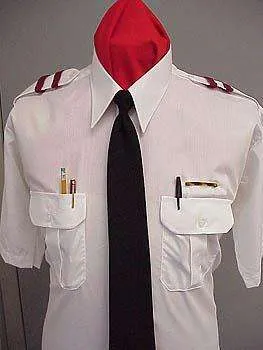 Aviator Pilot Shirt. Shoulder Epaulettes With Button-Closure