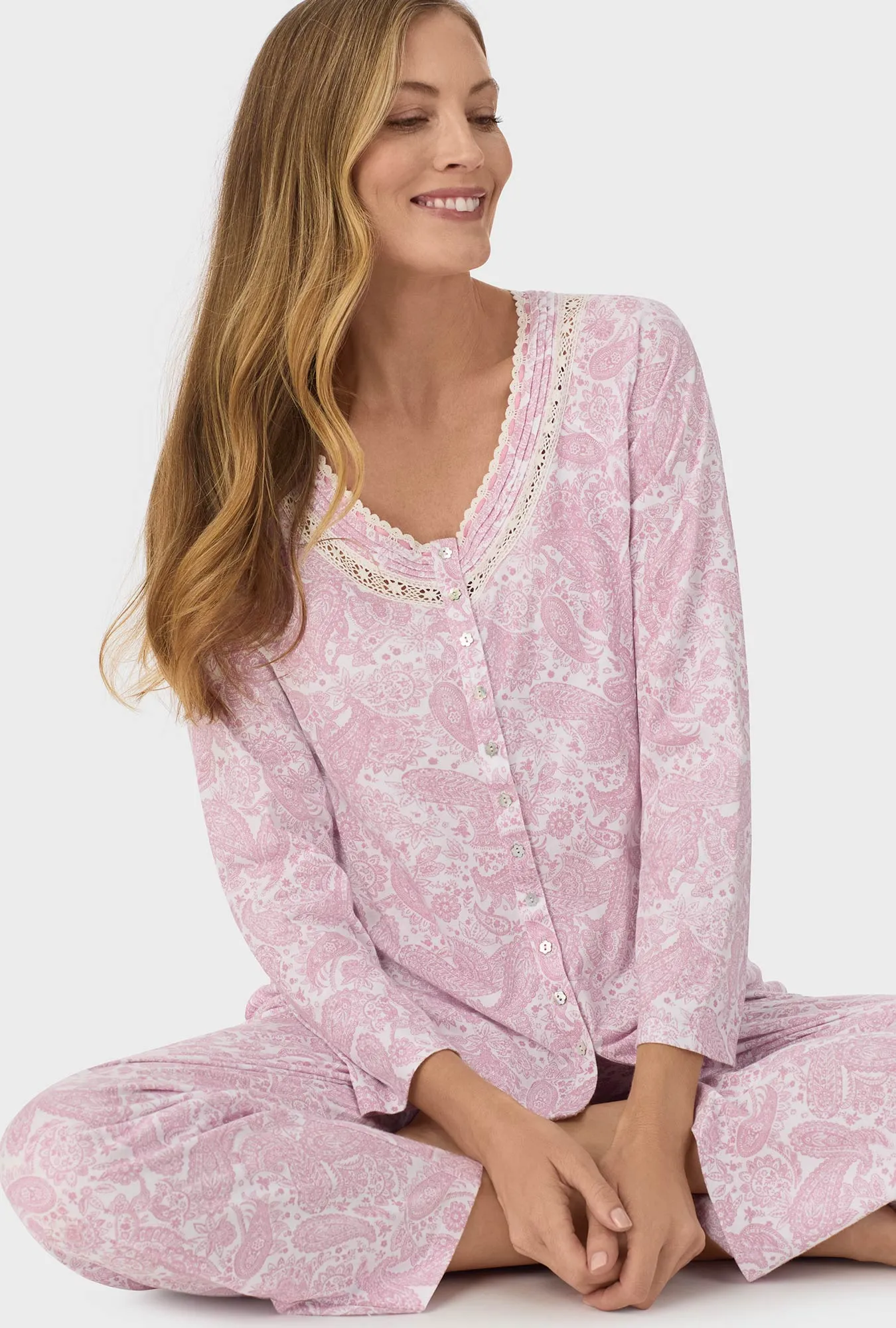 Ballet Pink Paisley Long Sleeve Long Pant PJ Set