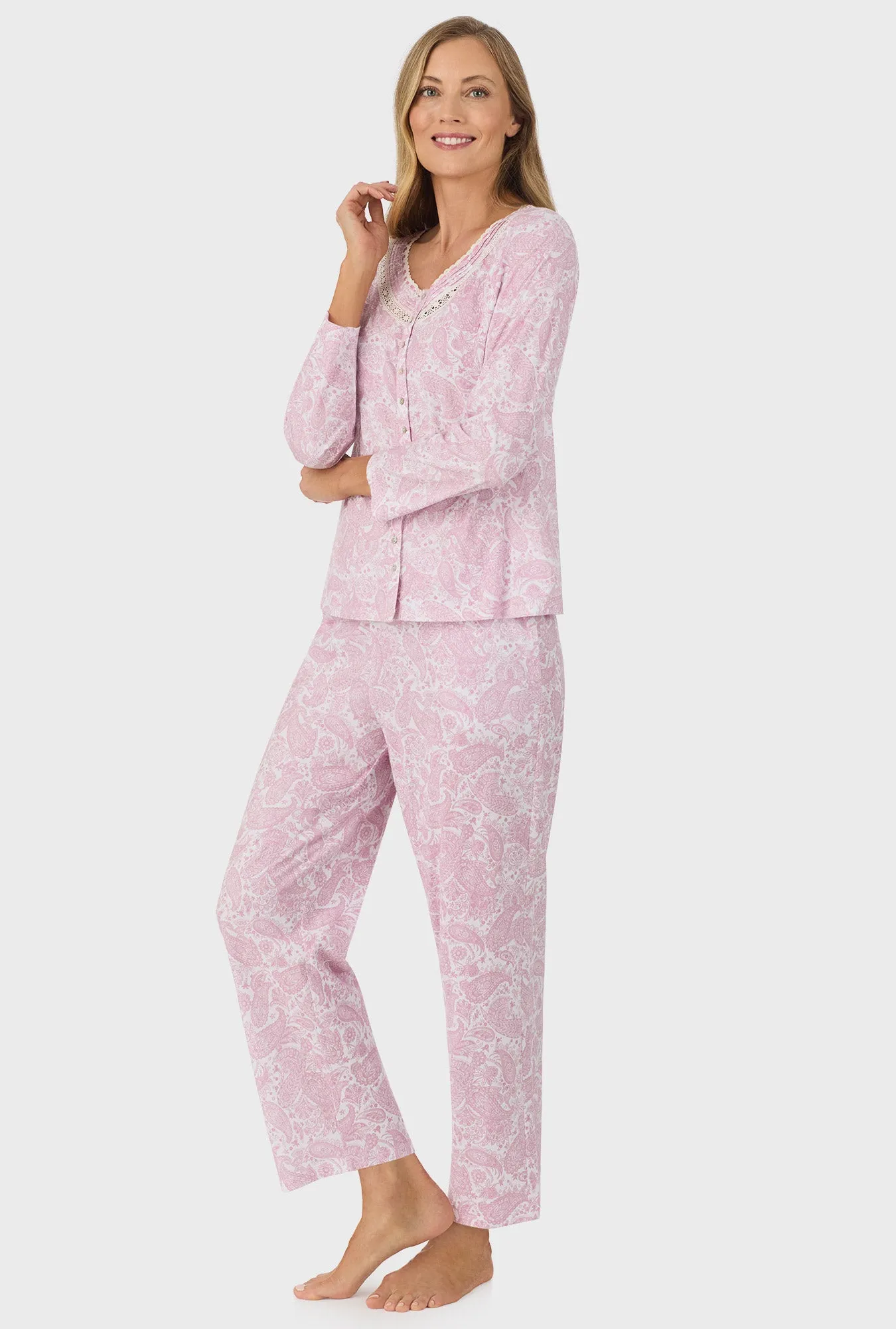 Ballet Pink Paisley Long Sleeve Long Pant PJ Set