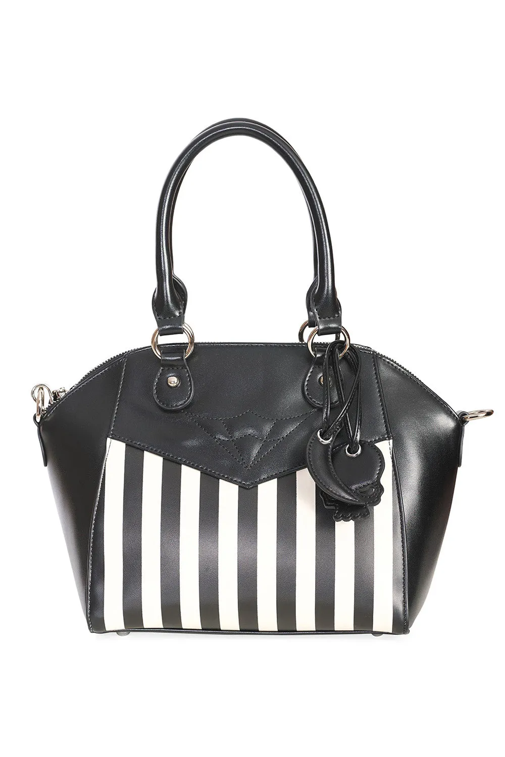 Banned Another Lost Soul Handbag Purse with Black and White Stripes