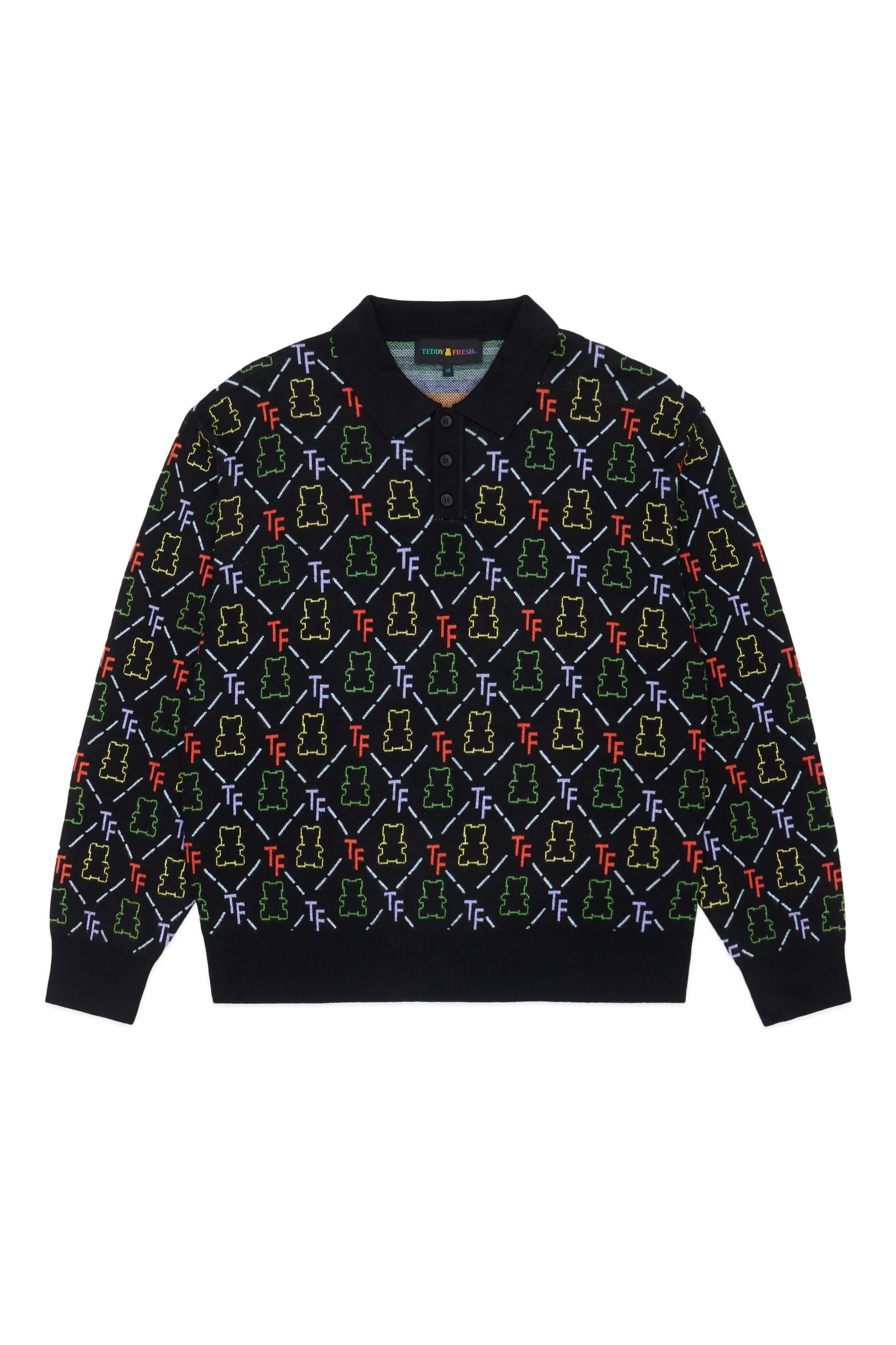 Bear Jacquard Polo Sweater