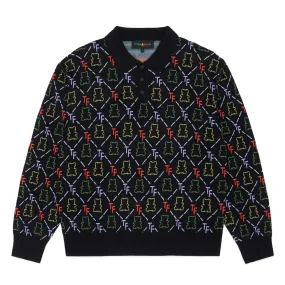 Bear Jacquard Polo Sweater