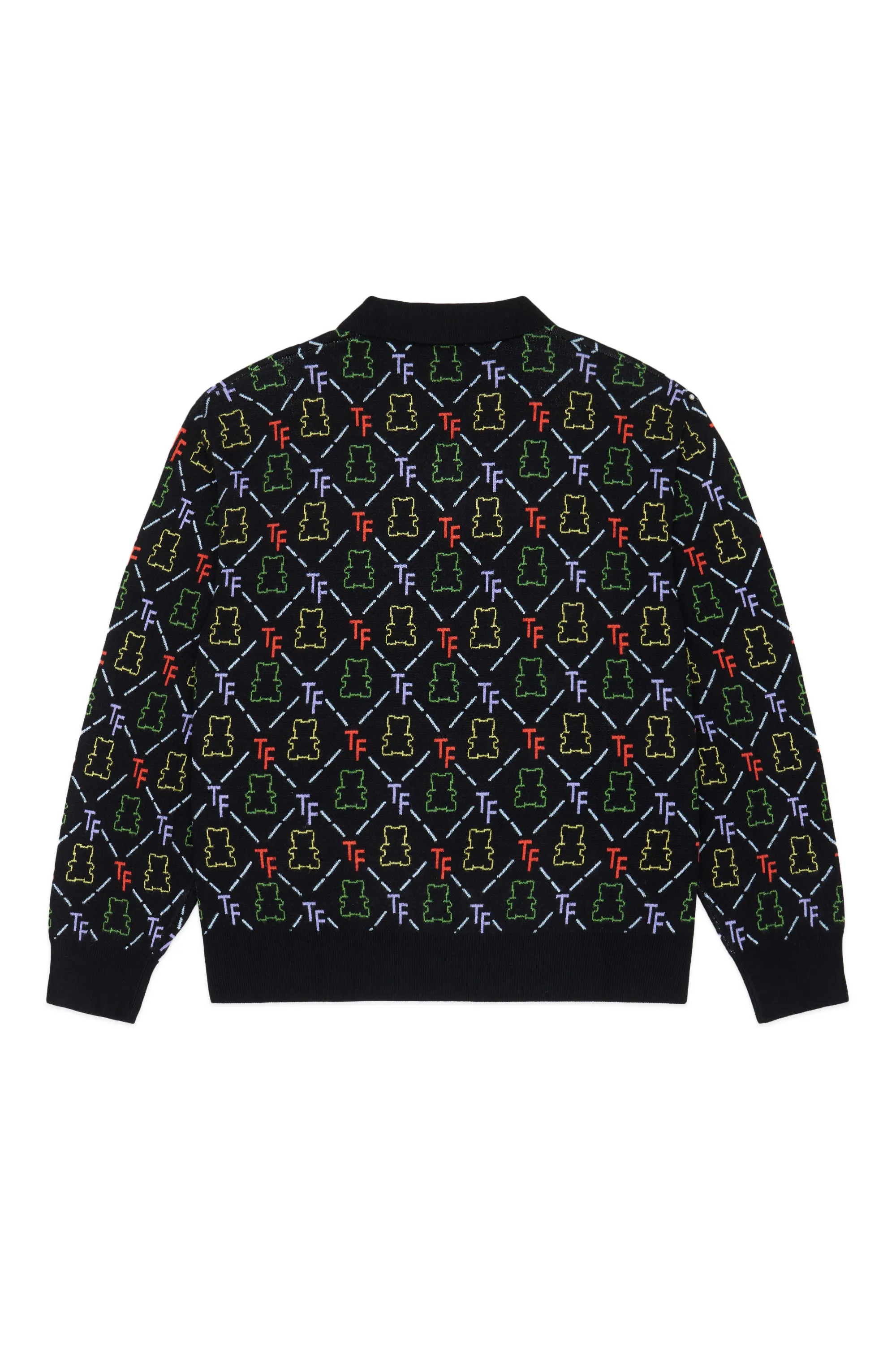 Bear Jacquard Polo Sweater