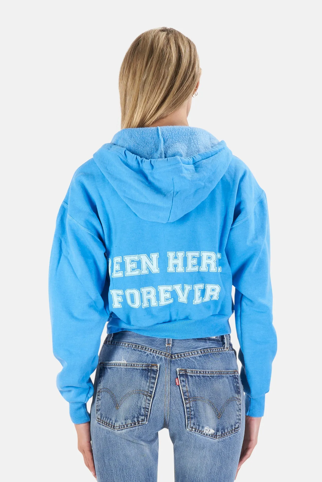 Been Here Forever Windmill Crop Hoodie Blue