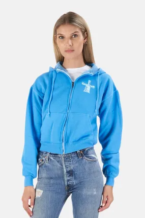 Been Here Forever Windmill Crop Hoodie Blue