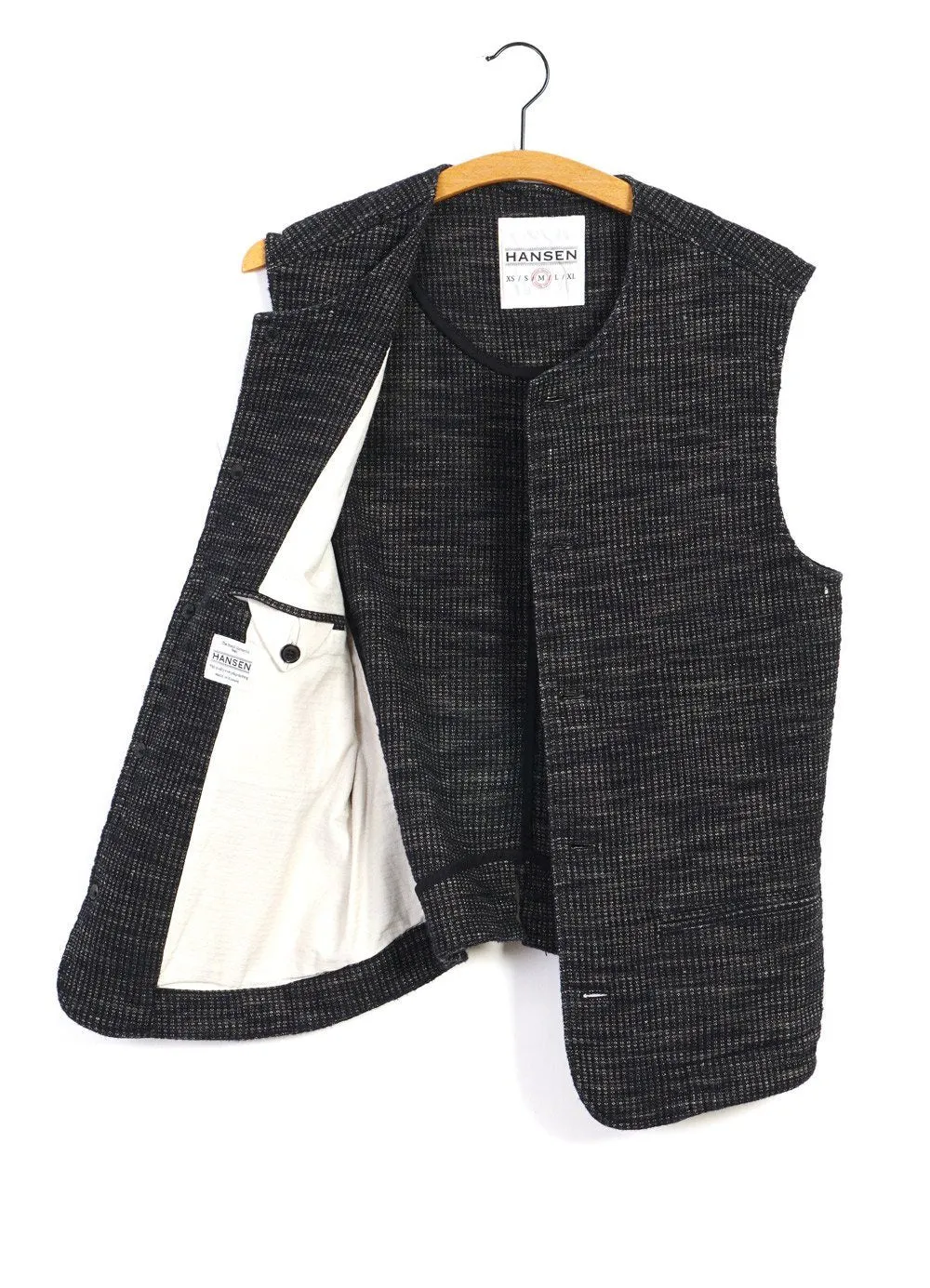 BEN | Crew Neck Waistcoat | Black Hemp