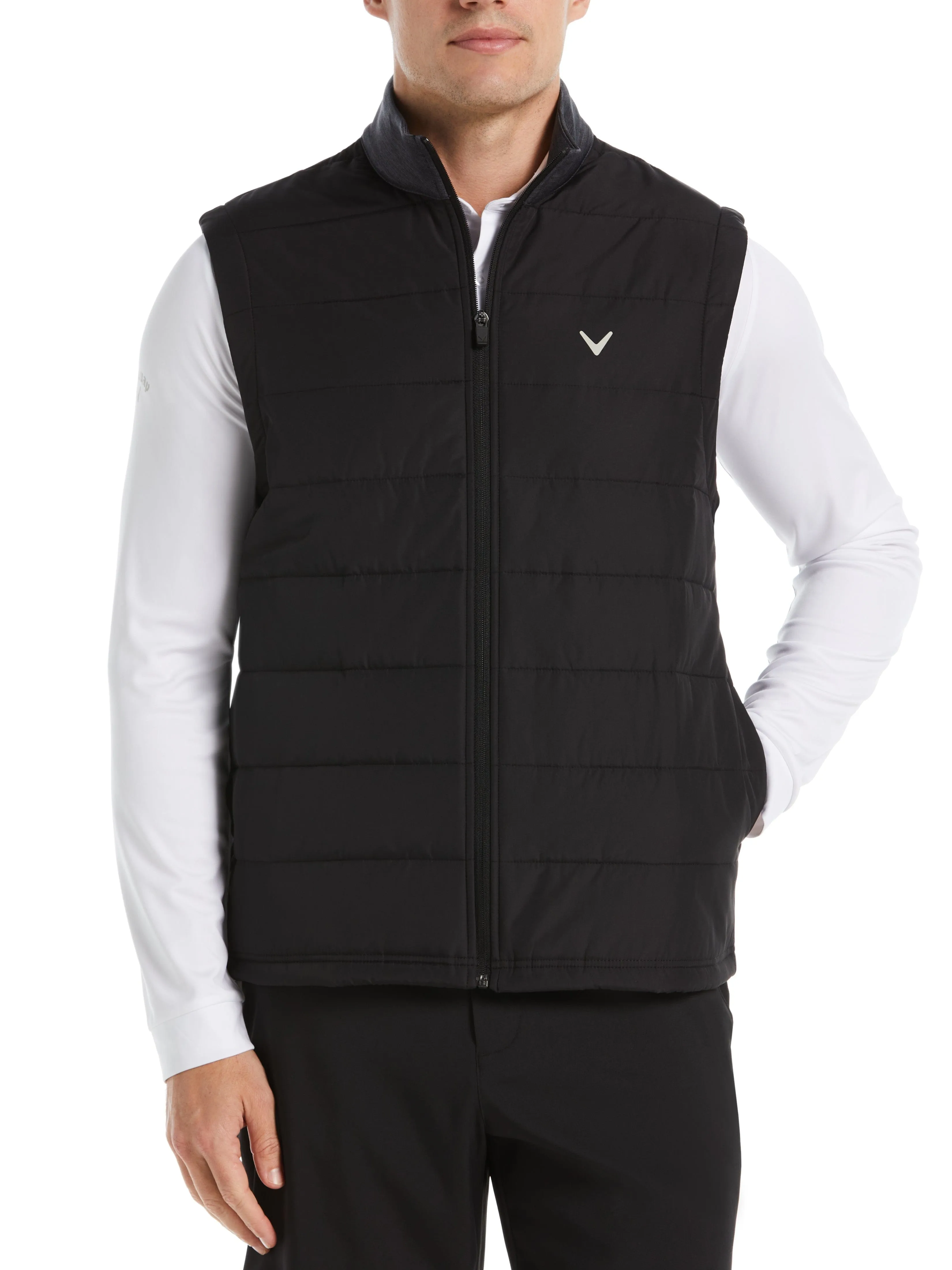 Big & Tall Mixed Media Full Zip Puffer Golf Vest