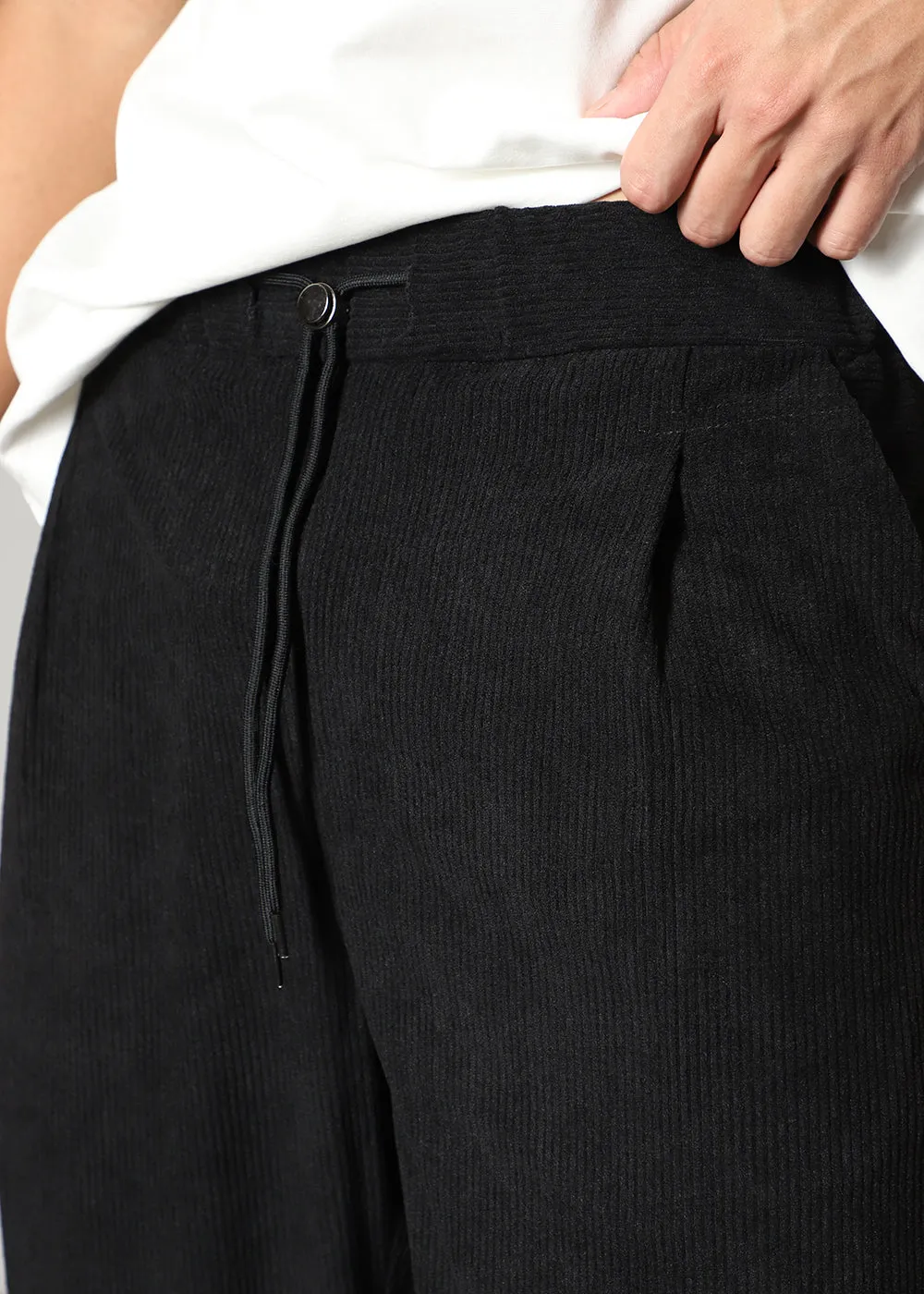 Black Drawstring Corduroy Pant