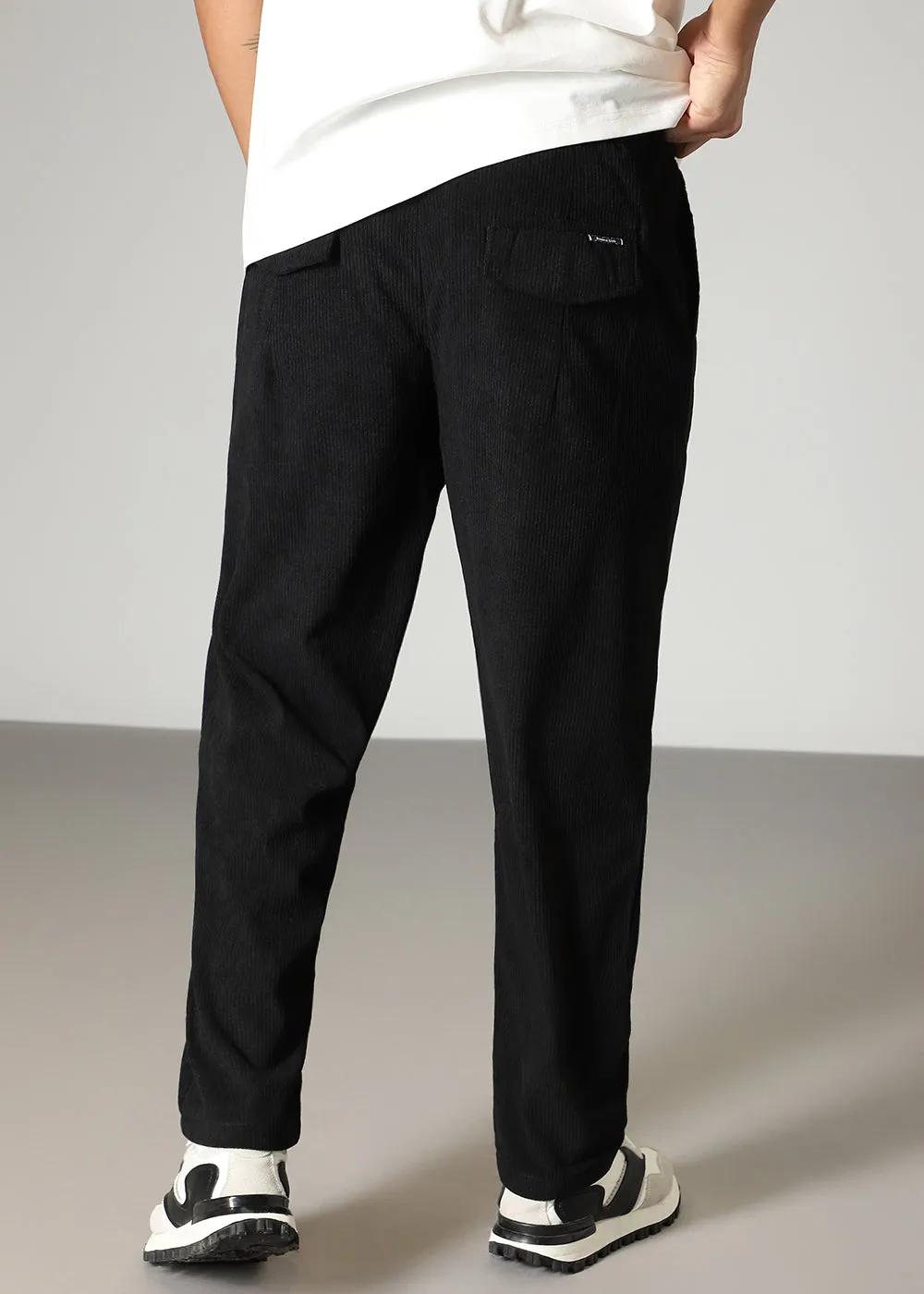 Black Drawstring Corduroy Pant