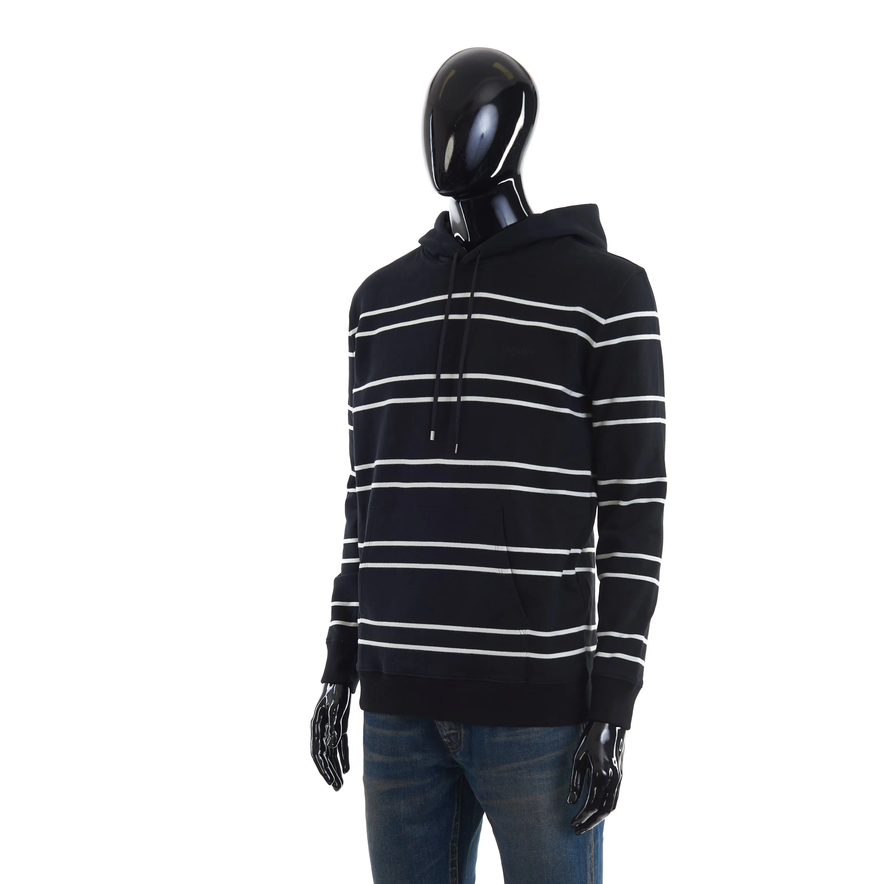 Black Saint Laurent Striped Hoodie