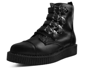 Black TUKskin™ Skull Buckle Pointed Boot