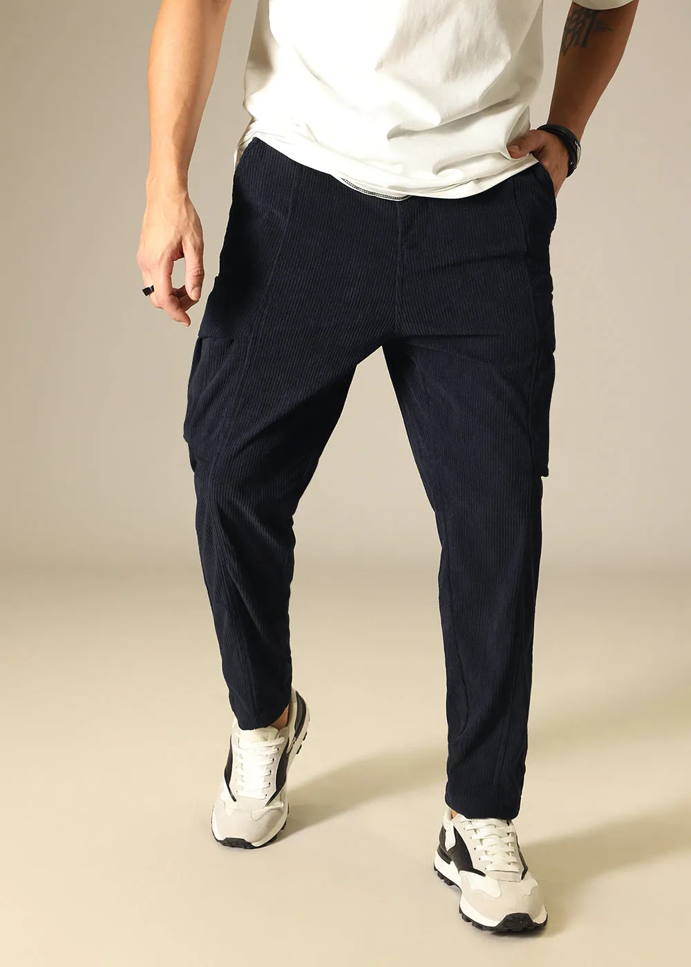 Blue Pocket Cargo Corduroy Pant