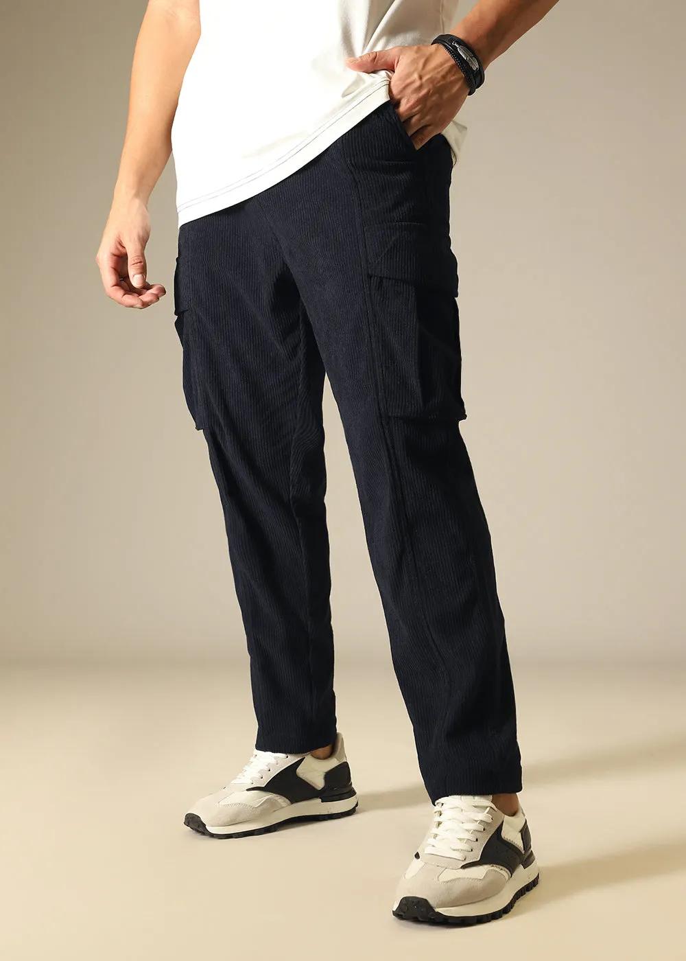 Blue Pocket Cargo Corduroy Pant