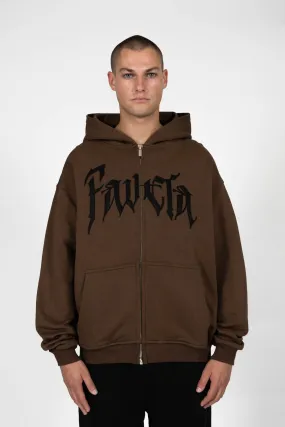 BOLT FLEECE COFFEE BROWN ZIP HOODIE