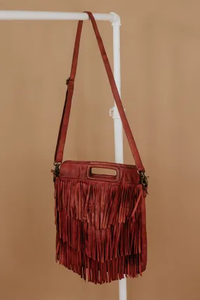 Bristol Layered Fringe Tote, Burgundy