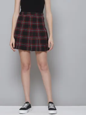 Brown Plaid Check Mini Skirt