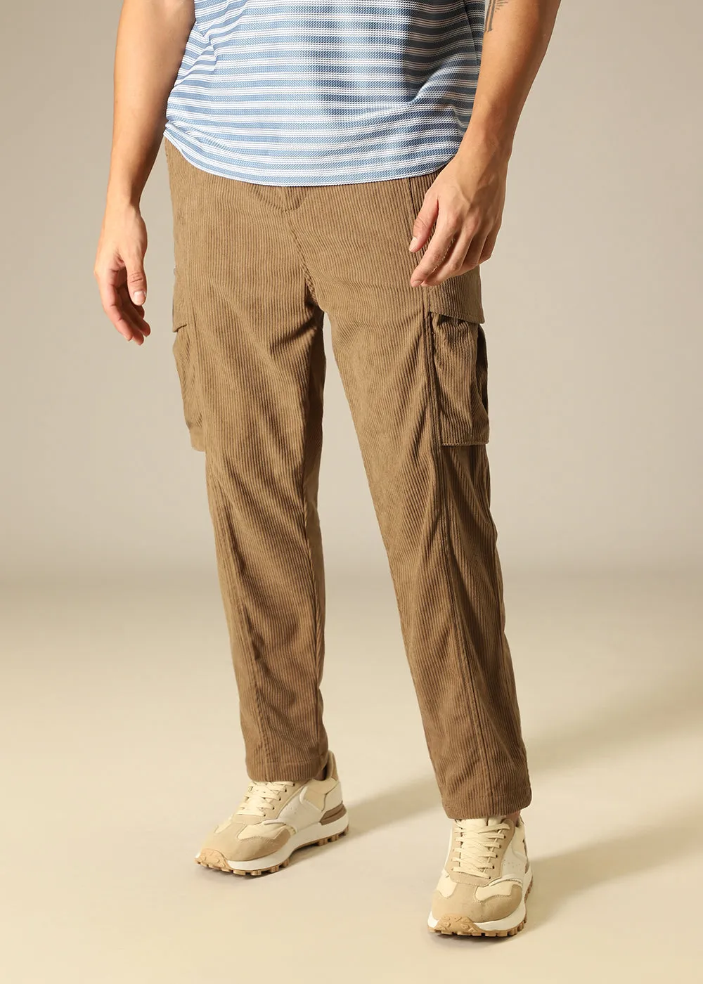 Brown Pocket Cargo Corduroy Pant